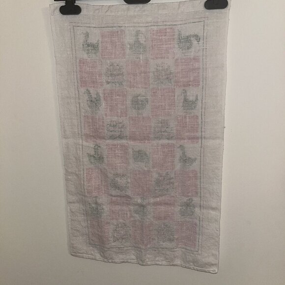 Vintage Christmas Tea Towel Colonial Williamsburg Red & Green Linen 1990s - Picture 6 of 10